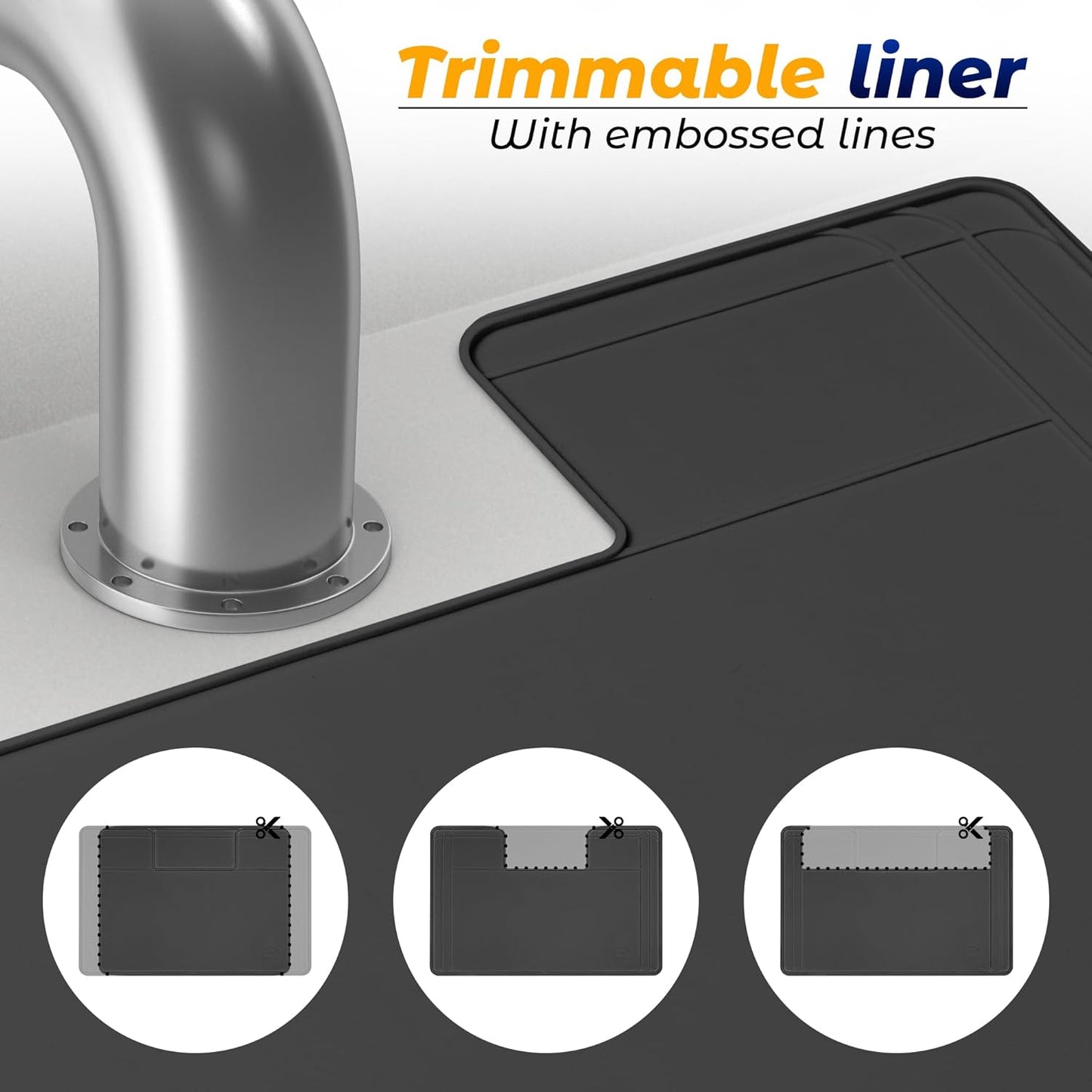 The Original Under Sink Mat - Silicone Waterproof mat, Trimmable, Easy to Clean, Kitchen cabinet liner, Under sink protector mats, Disinfection Surface - 34" x 22" or smaller