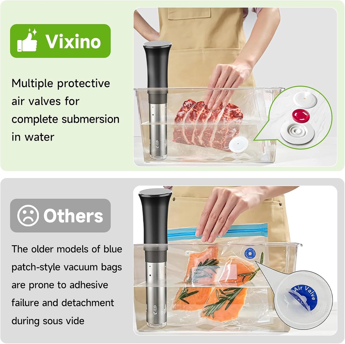 Vacuum Sealer Bags, 40 Reusable Vacuum Sealer Bags for Food Storage, BPA-Free, Meal Prep and Sous Vide Cooking,Works for Handheld Sealer and Vac Sealer Machine with External Vacuum Systems