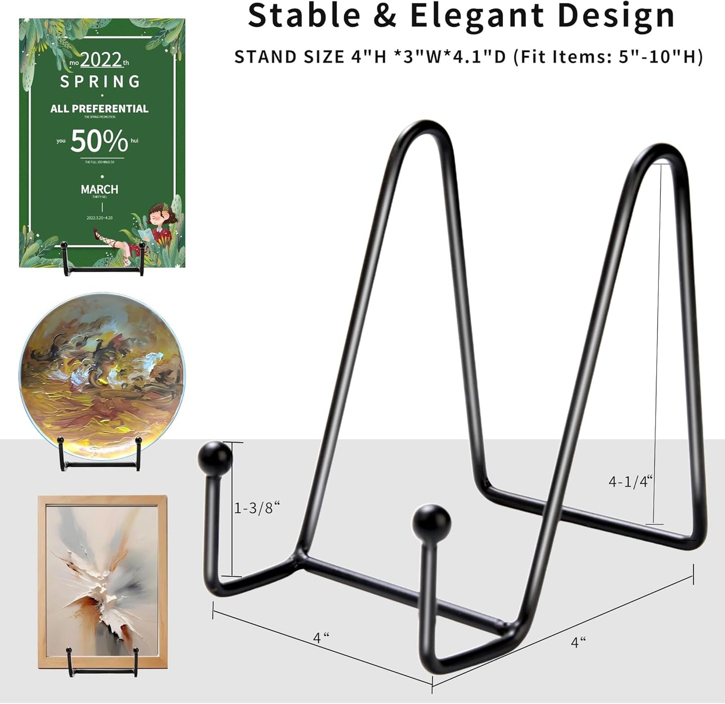 18 pcs 4.5in Plate Stands for Display,Metal Plate Holders Display Stands Can Be Used for Picture Stand,Book Stands for Display,Plate Display Stands,Easel,Photo Frame Stands,Plaque Stands,Desktop Stand