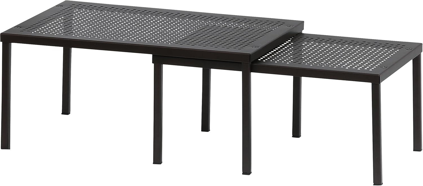 Simple Houseware Metal Top Expandable Stackable Kitchen Cabinet and Counter Shelf Organizer, Bronze