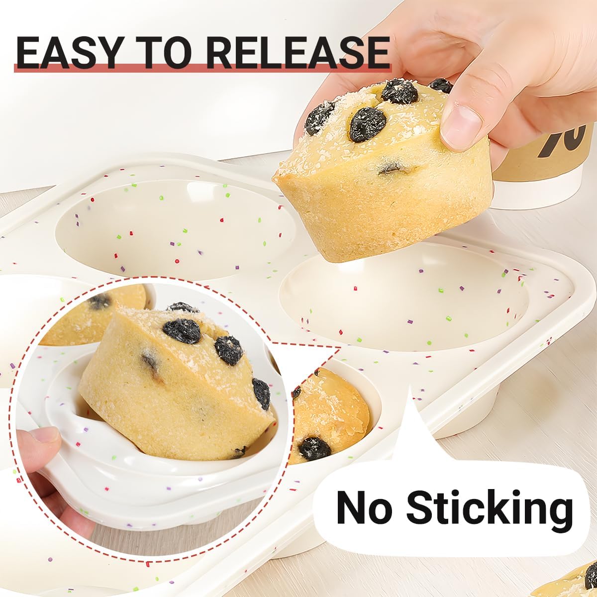 CAKETIME Silicone Muffin Pans for Baking, Metal Reinforced Frame Jumbo 6 Cups & Mini 24 Cups Cupcake Pan Nonstick Muffin Pan for Homemade Baking Easy to Handle