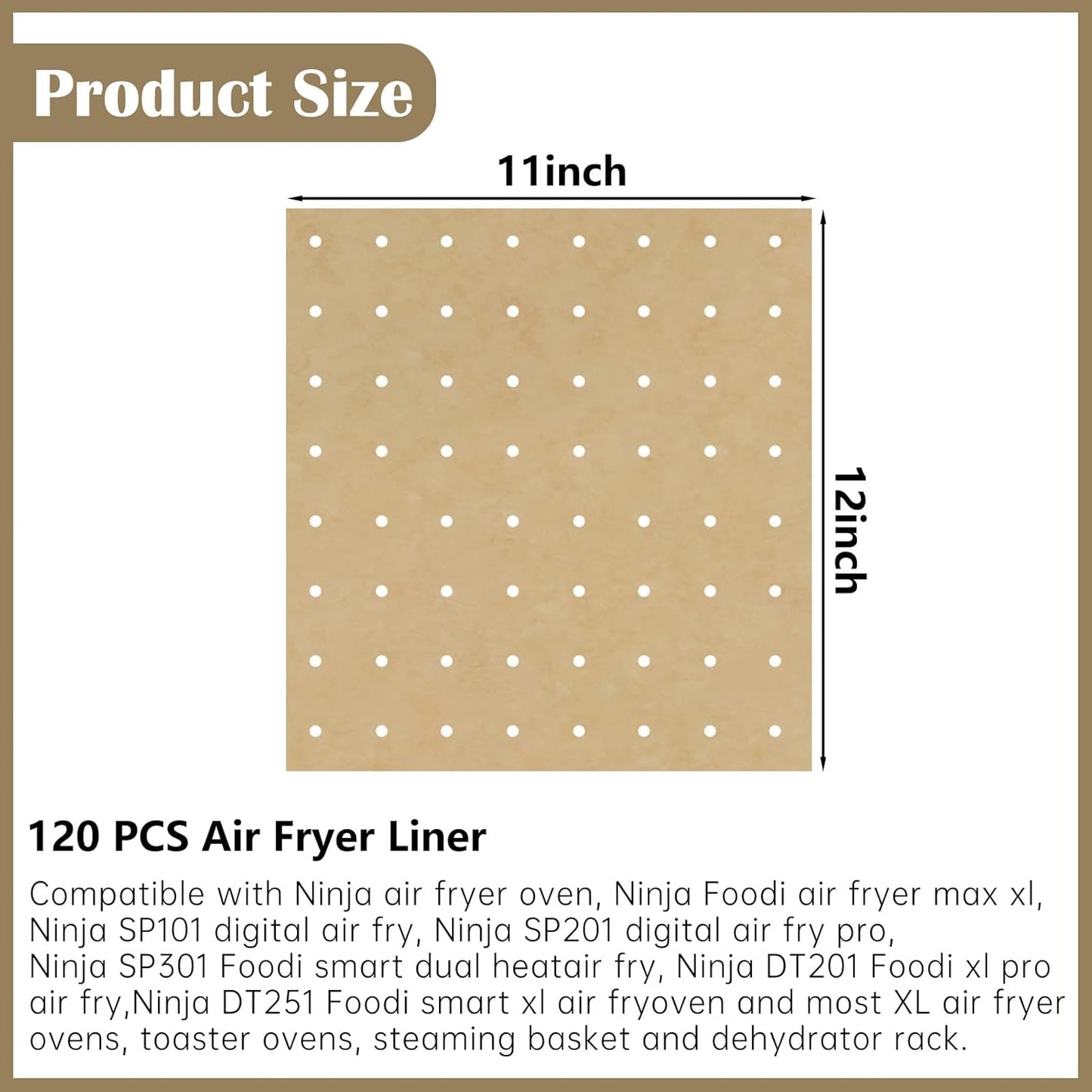 120 Sheets Air Fryer Oven Liners 11 x 12 Disposable Air Fryer Parchment Paper Liners Rectangle Non Stick Parchment Baking Paper Compatible with Ninja Foodi/Cuisinart/Breville/Emeril Lagasse/Gowise