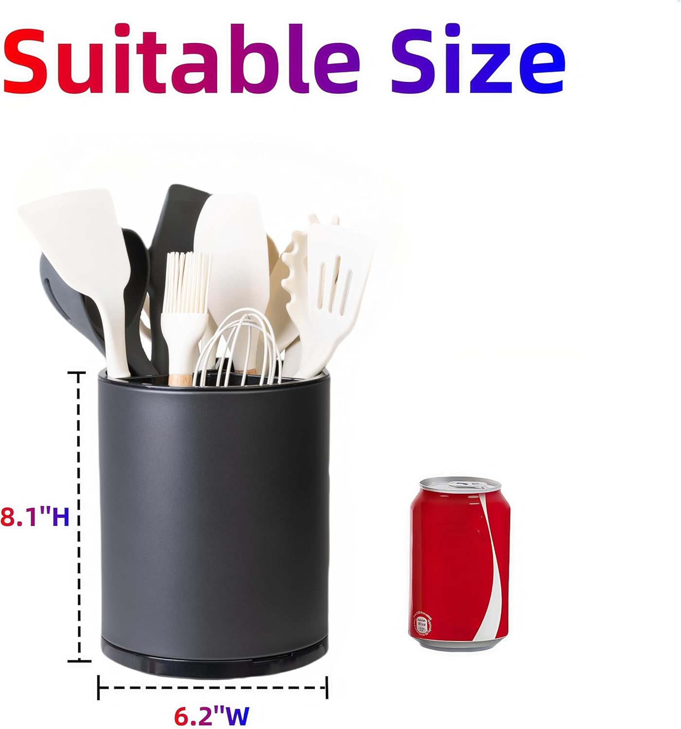 Utensil Holder,Large 360°Rotating Kitchen Utensil Holder For Counter,Cooking Silverware Organizer Stainless Steel Caddy Flatware Spoon Spatula Tool Cutlery Container