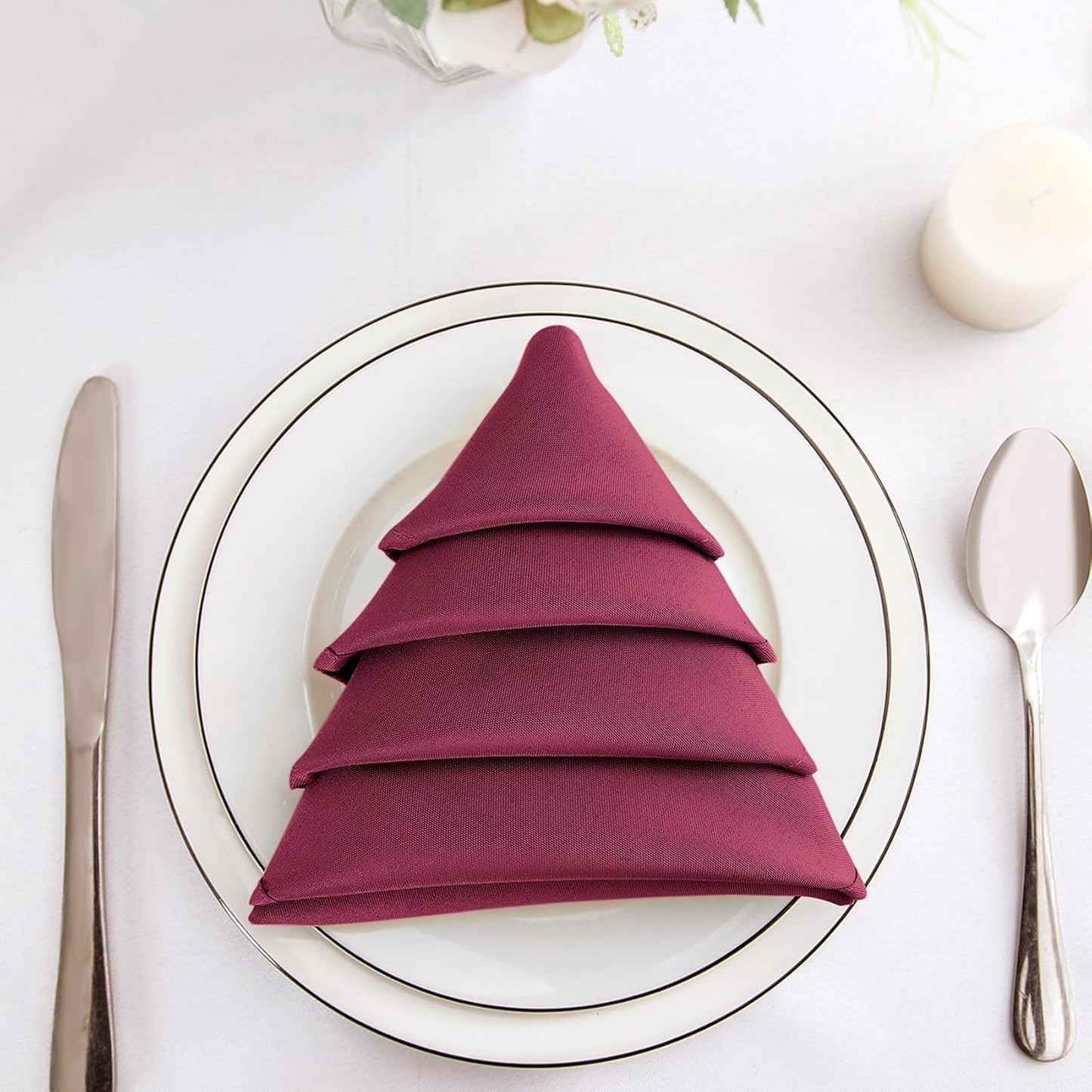 Bailarina Cloth Napkins Set of 80,17x17 inches Dinner Napkins Cloth Washable,Polyester Square Table Cloth Napkin Bulk with Hemmed Edges Ideal for Banquets, Parties and Weddings-Burgundy