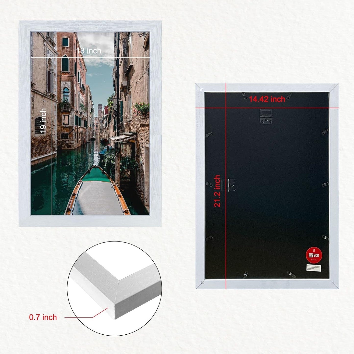 VCK 13 by 19 Poster Frame in White with Polished Plexiglass Set of 5 Horizontal and Vertical Formats with Included Hanging Hardware