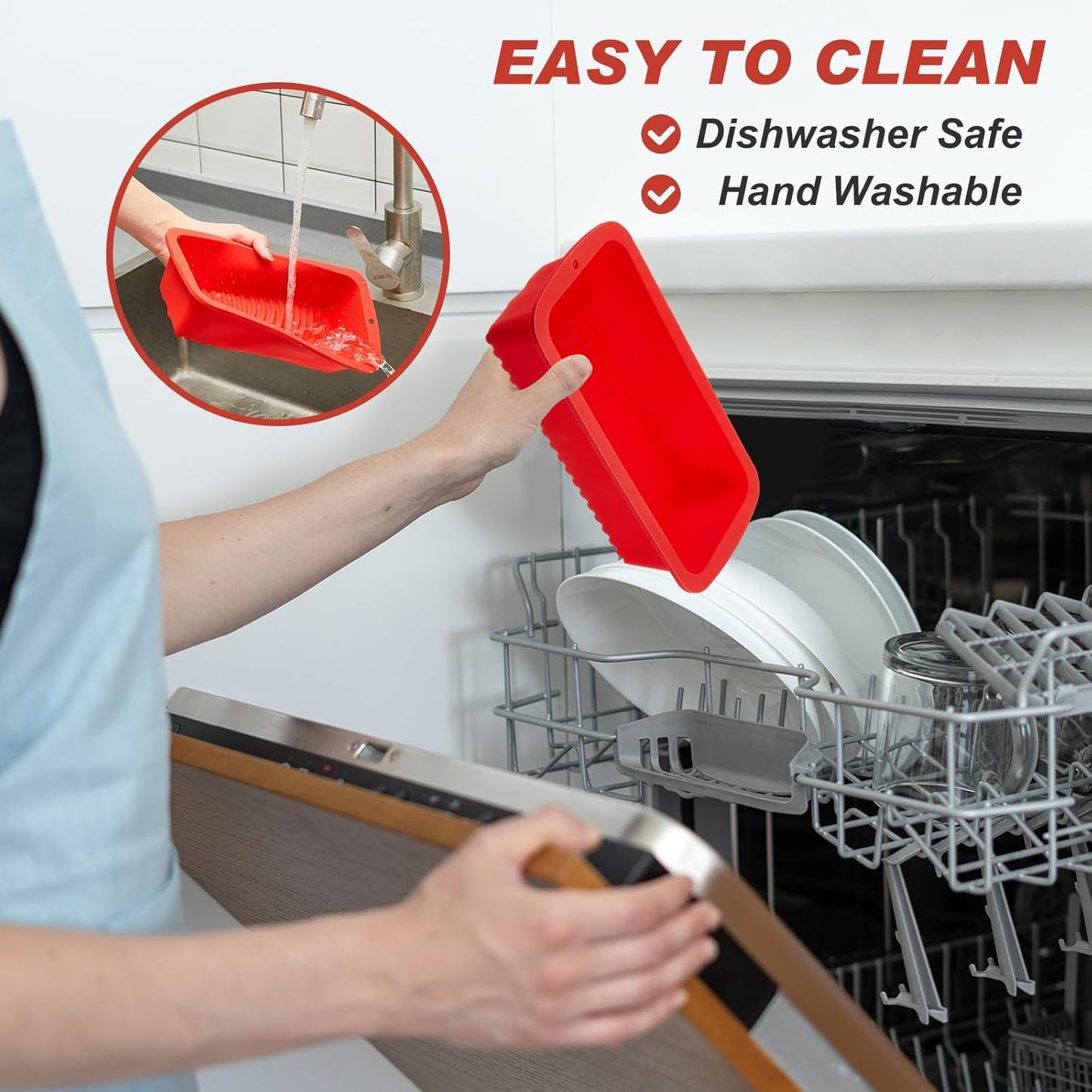 4 Pcs Silicone Bread Loaf Pan 9 x 5 Inch Rectangle Silicone Baking Molds Non Stick Mini Cake Pan, Homemade Loaf, Bread and Meatloaf, Red