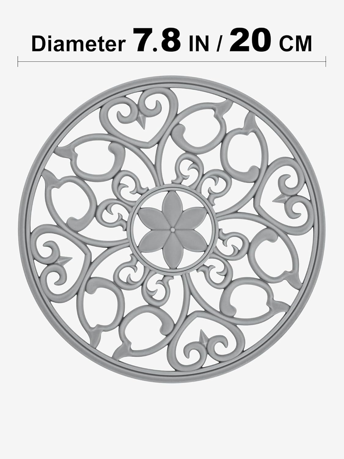 SMARTAKE 3 Set Silicone Trivet Mats, Multi-Use Carved Trivet Mat, Insulated Non-Slip Durable Kitchen Mats, Flexible Modern Kitchen Table Mat, for Hot Dishes, Pots, Dining Countertop, Grey, STM413H