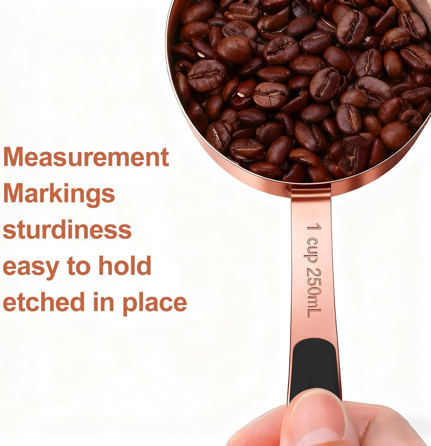 Measuring Cups and Spoons Set, Stainless Steel 10 Piece for Cooking and Baking (5 Cups + 5 Spoons, Rose Gold)