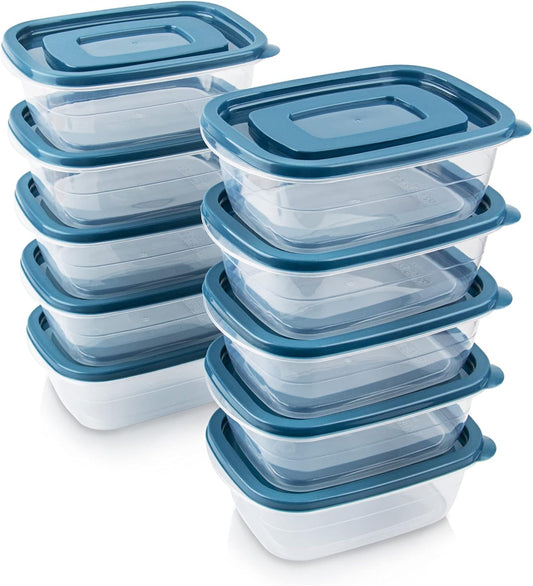 10PCS Food Storage Containers,Freezer Microwave safe,Food Container Sets,BPA Free Plastic Meal Prep Containers & Kitchen Set,Lunch Containers,use for School,Work and Travel,0.53 Quarts Per Box.
