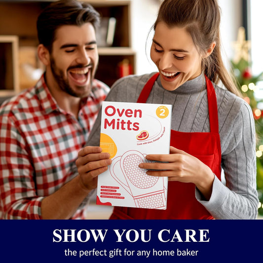 Kitsure Silicone Oven Mitts, Set of 2, Heat Resistant, Oven Gloves with Soft Lining, Non-Slip Kitchen Essentials, Kitchen Gadgets, Apartment Essentials, Great Gift for Cooking, Baking, Red