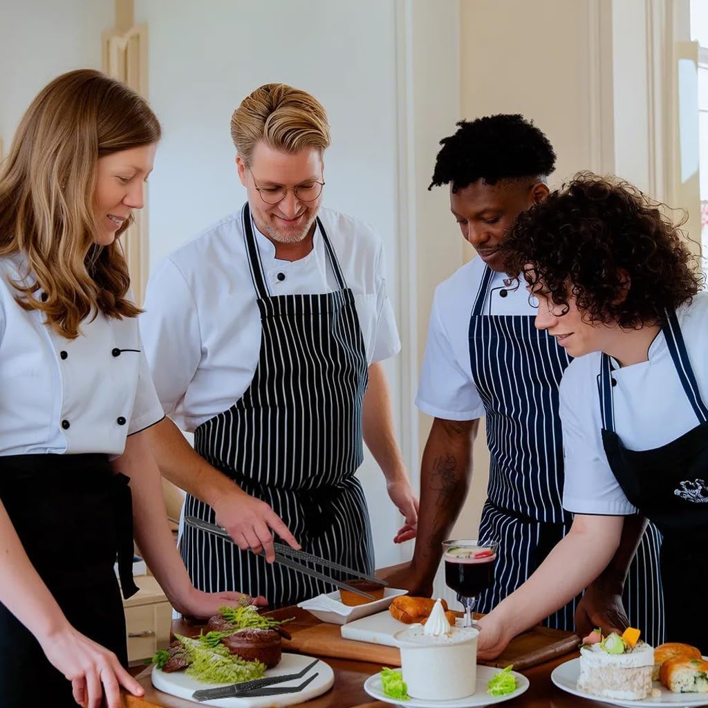 CREATIVECHEF Chef Tweezer Tongs, Professional Kitchen Tweezers, Precision Tweezer Tongs for Cooking, BBQ, Plating, Stainless Steel, Black (2)