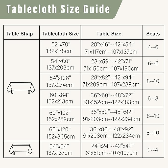 DWCN Faux Linen Tablecloth Rectangle - Fabric Waterproof Spill-Proof Wrinkle and Stain Resistant Tablecloths Decorative Farmhouse Table Cover for Kitchen Dining Party, 60 x 120 Inch, Sage Green
