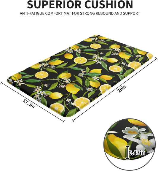 Kitchen Mats Lemon Kitchen mats for Floor Anti Fatigue Mats for Kitchen Floor Cushioned Non Slip Waterproof Standing Mat for Bedroom Office Sink Laundry