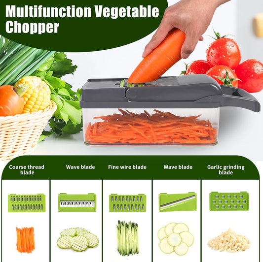 15 in 1 Professional Vegetable Multi-Functional Food Cutting Machine - Salad, Cheese Grater, Mandolin Slicer and Container