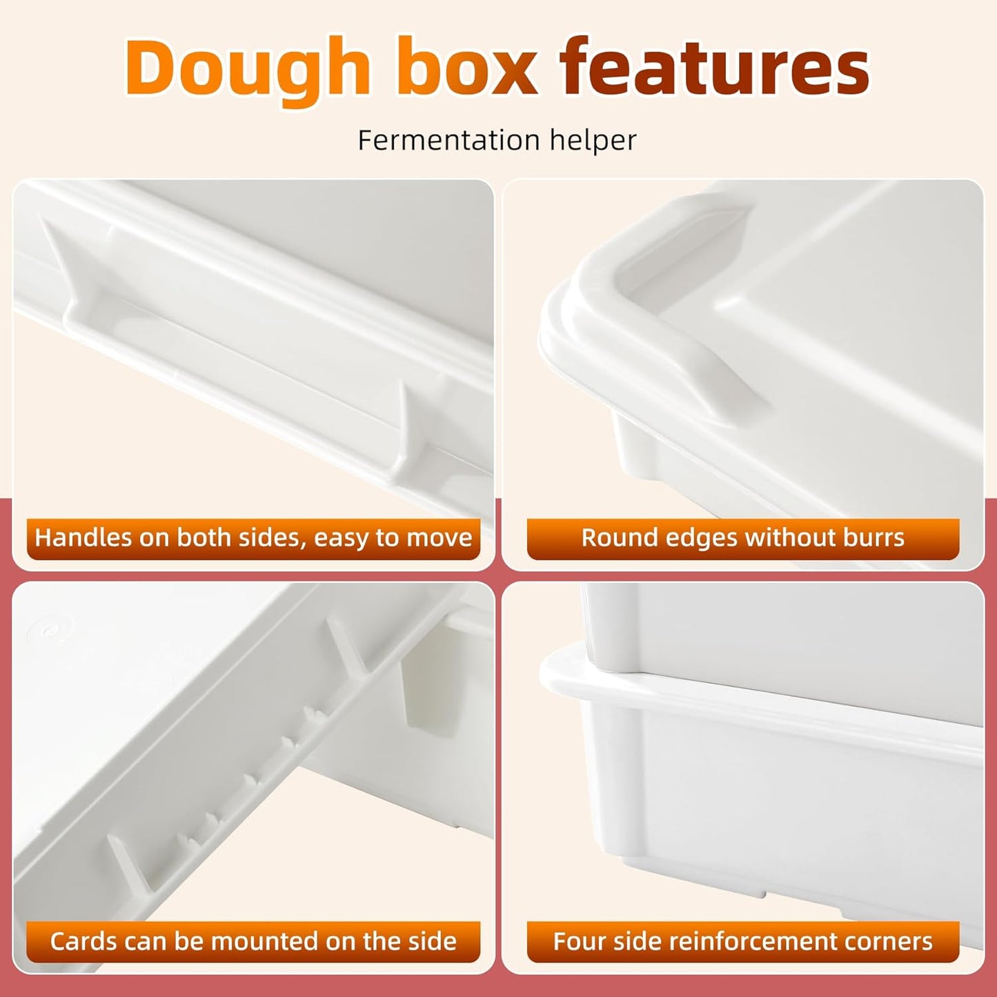 4 Packs Large Pizza Dough Proofing Box with Lids | 22.8" D x 15.5" W x 6.1" H Bread Proofing Box | Sourdough Food Storage Containers for Bakeries | Pizza Dough Proofing Container
