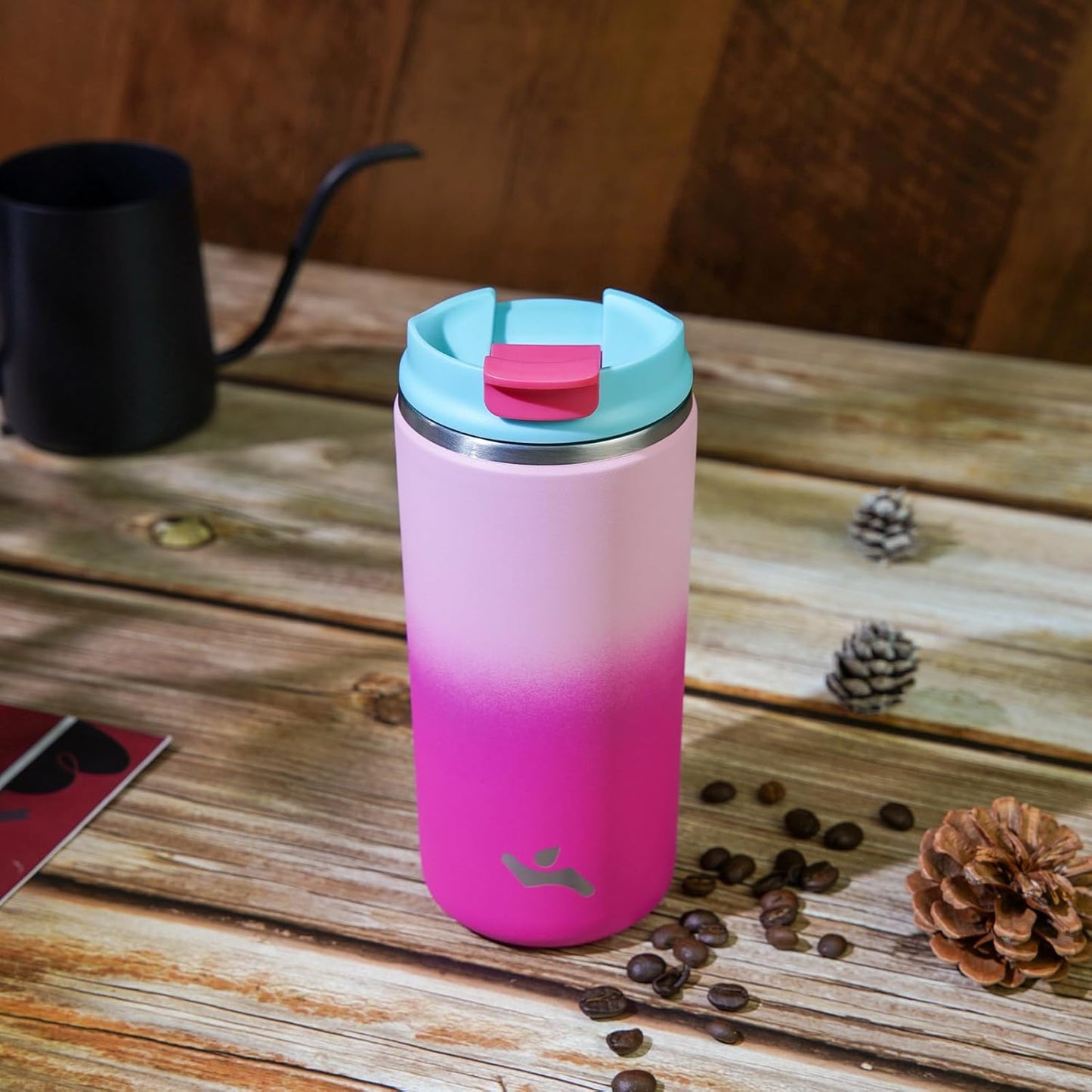 Tumbler with Lid, 12 oz Travel Coffee Mug Double Wall Vacuum Stainless Steel Thermal Metal Cup Insulated Water Bottle,Cherry
