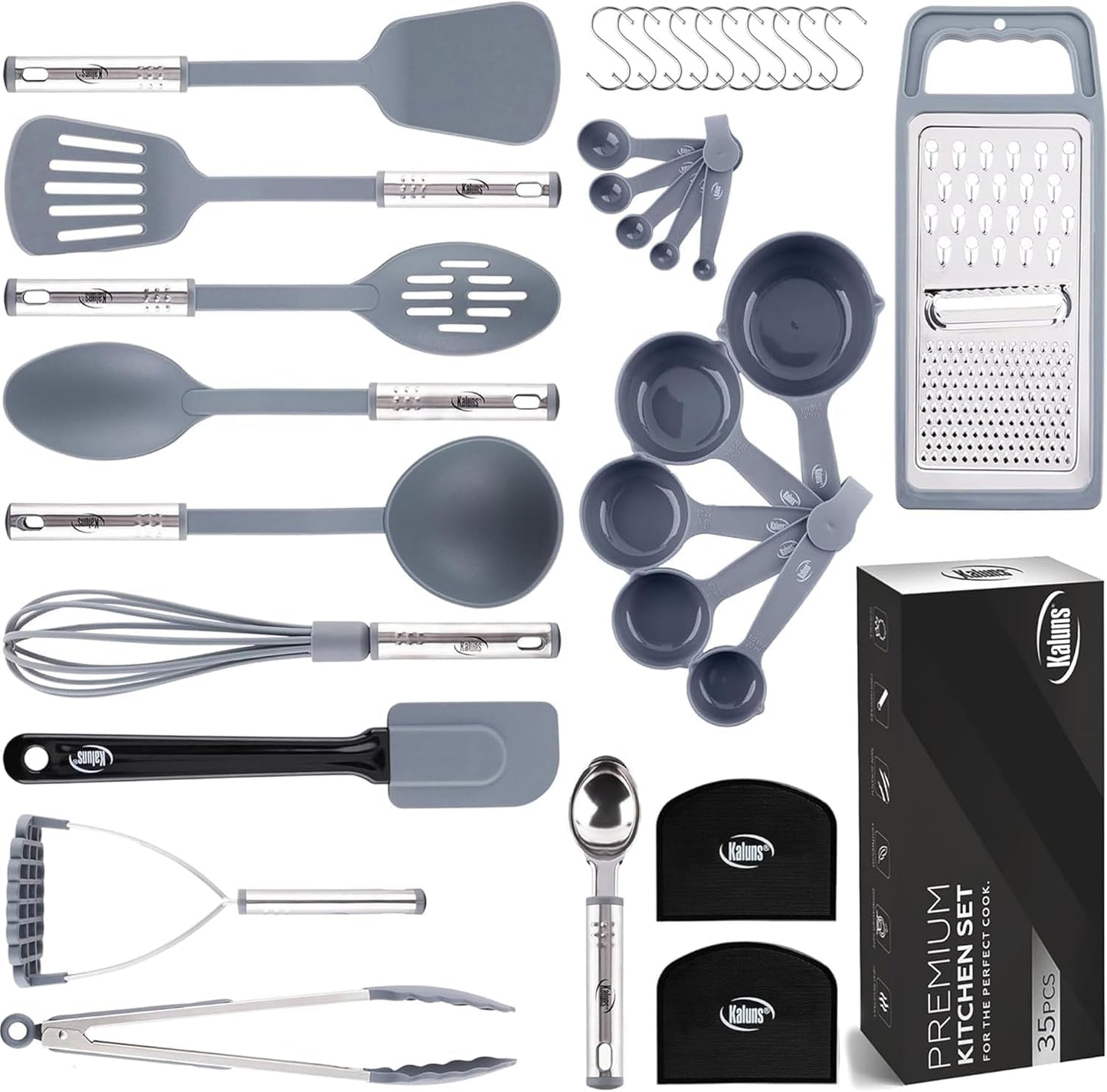 Kitchen Utensils Set 35 PCS Cooking Utensils Set, Nonstick and Heat Resistant Nylon Stainless Steel Silicone Spatula Set - Kitchen Gadgets Home Essentials Kitchen Accessories, Apartment Must Haves