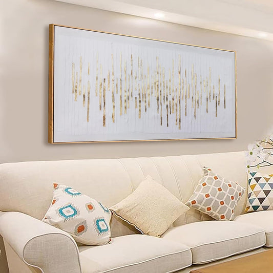 Wall Art Framed Ready To Hang Home Decor Artwork White Background Golden Decoration Golden Years Wall Art Prints Canvas Painting For Living Room Bedroom Office Decoration 24"X 48"