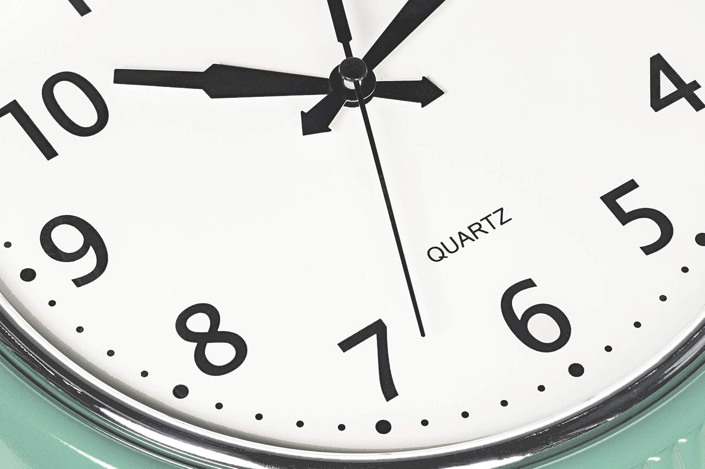 Bernhard Products Retro Wall Clock 12 Inch Seafoam Green Kitchen 50's Vintage Design Round Silent Non Ticking Battery Operated Quality Quartz Clocks for Home Office School Kids Bedroom Living Room