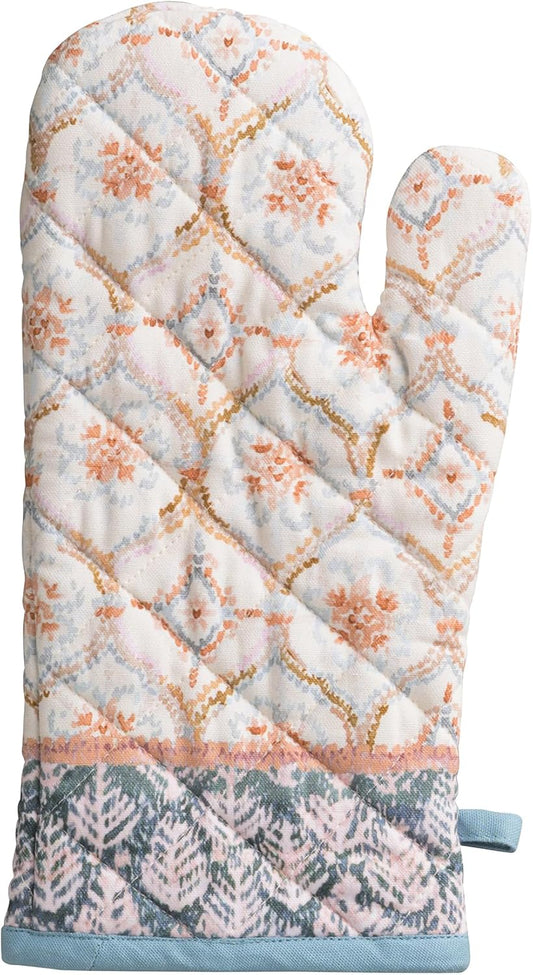 Maison d' Hermine Oven Gloves 100% Cotton Oven Mitt 7" x 13" with Loop Heat Resistant BBQ Cooking Gloves for Thanksgiving Christmas Decorations Baking Handling Hot Pans (Pack of 1, Fair Isle)