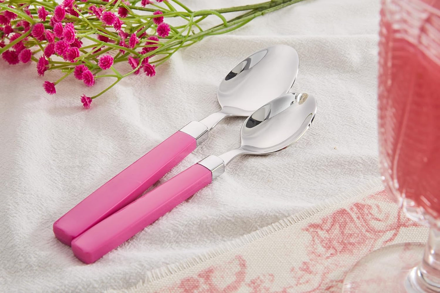 ANNOVA Silverware Set Stainless Steel Colorful Tableware Kitchen Flatware Set Utensils, Includes Dinner Knives, Forks, Spoons, Salad Forks & Dessert Spoons (Pink, 20 Pieces)