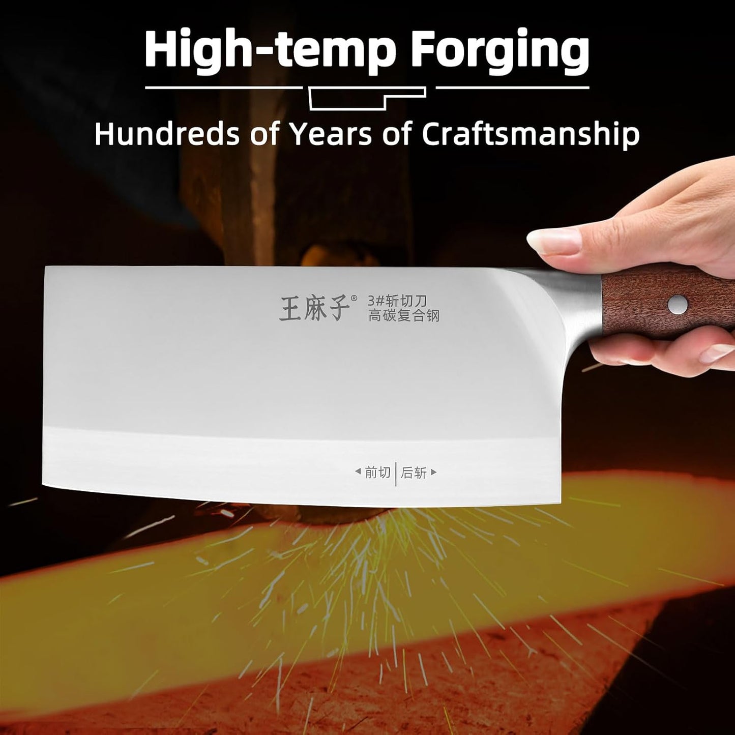 Chef Knife Chinese Cleaver Knife German Stainless Steel,Kitchen Chef Knife Ergonomic Comfortable Handle,Non-stick Razor-sharp Blade,Hundreds of Years of Craftmanship(7inch, Silver)