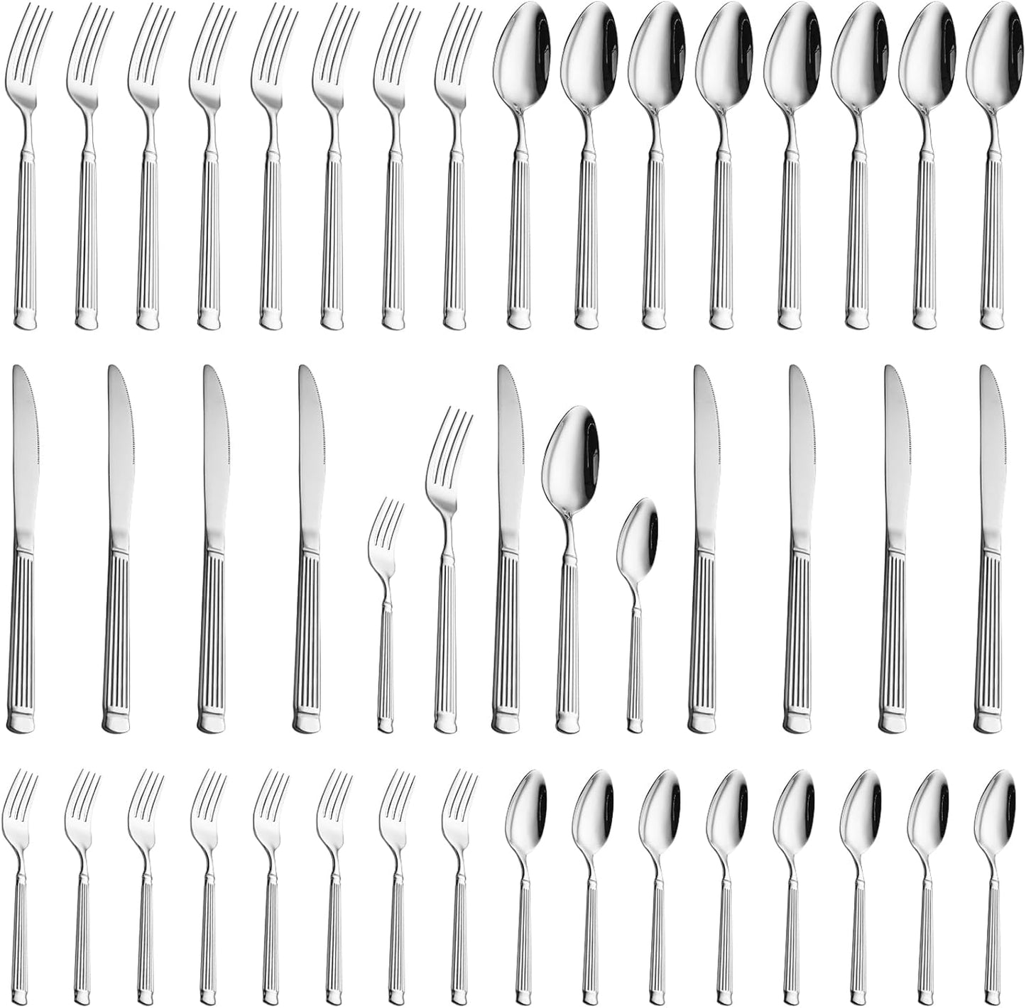 40-Piece Silverware Set Stainless Steel Flatware Set for 8,Include Knives Forks and Spoons Cutlery Set for Home Kitchen Housewarming