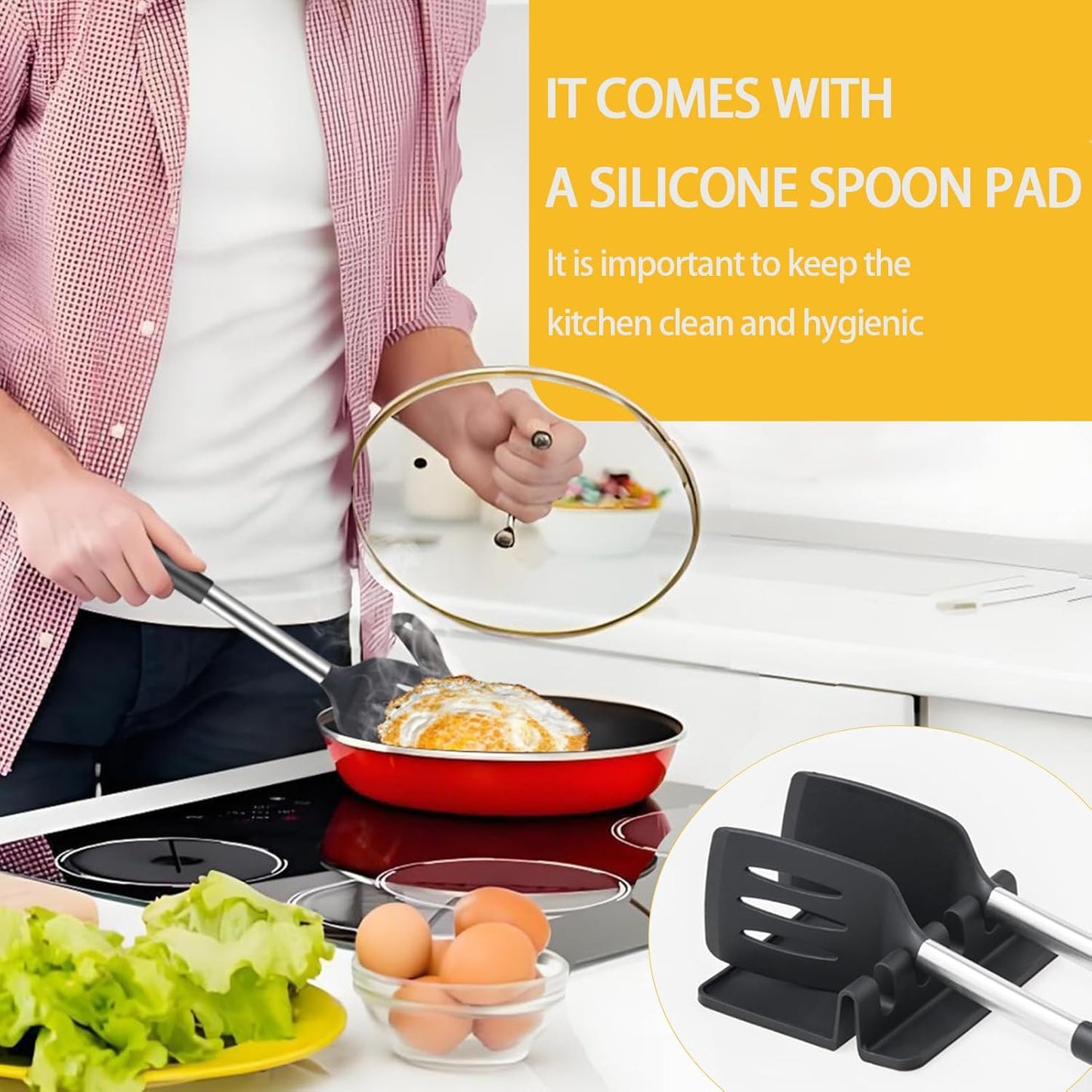 3Piece Silicone Spatula Set, Non Stick Slotted Kitchen Spatulas, High Heat Resistant BPA Free Cooking Utensils, Ideal Cookware for Fish, Eggs, Pancakes(black)