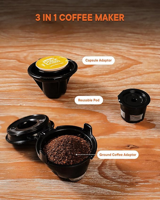 SHARDOR 3 in 1 Single Serve Coffee Machine, K Cup Coffee Maker Compatible with Ground Coffee & Teas, 6 to 14oz Brew Sizes, 40oz Removable Water Tank, Descale Settings, Black