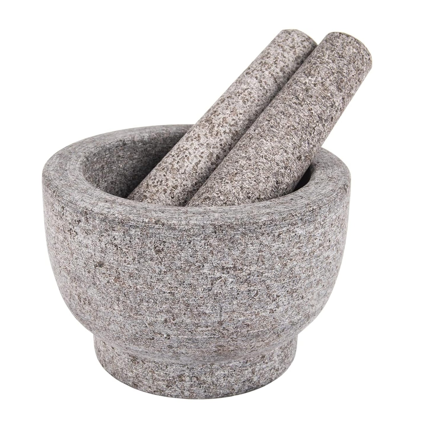 Mortar and Pestle Set,Heavy Duty,Unpolished Granite,6 Inch-2Cup Capacity,Grinder for Spices and Seeds,Grinding,Crushing and Mashing Spices,Nuts,for Guacamole,Garlic Sauce,Gray.