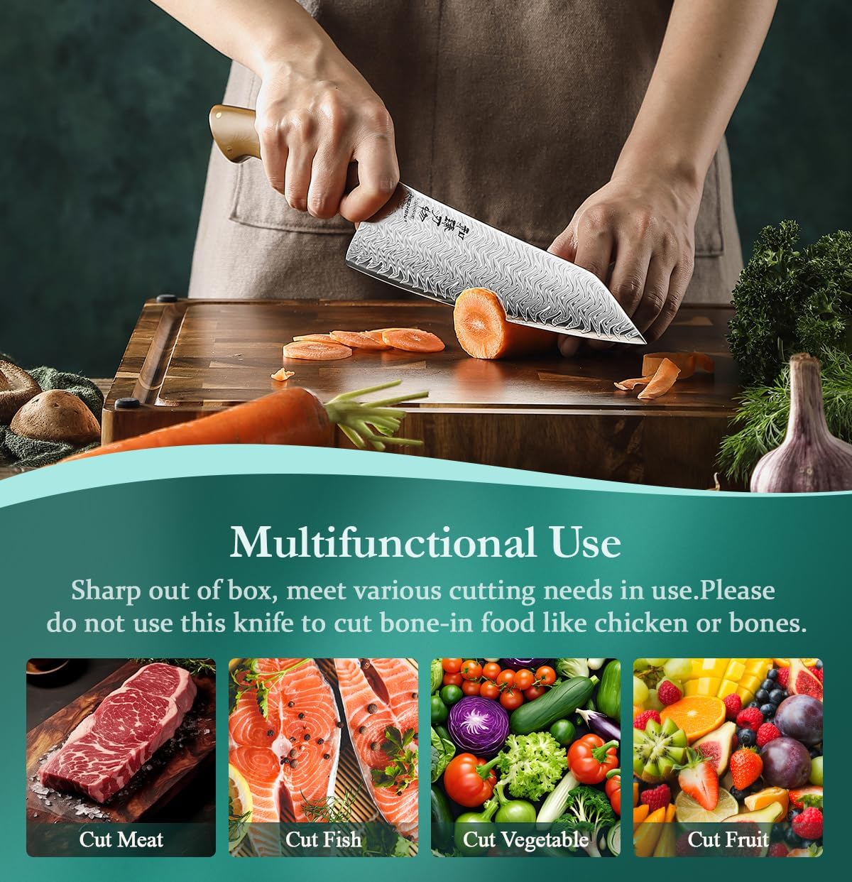 HEZHEN Damascus Chef Knife, 8.5 Inches, 67 Layers Damascus Steel, Professional Japanese Kitchen Knife for Chefs and Home Cooking, Ultra-sharp Blade with Linen Micarta Handle, Gift Packing