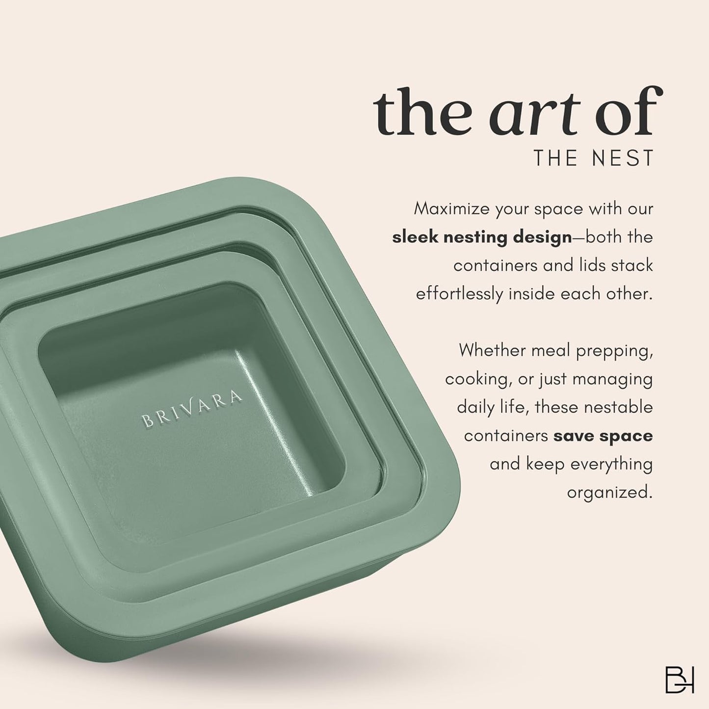 Ceramic Coated Glass Food Storage Container | No PTFE, PFOA, PFAS, and BPA | Reusable Non Toxic Meal Prep Container with Glass Lid | Easy To Store | 2.5 Cup Square [Willow]