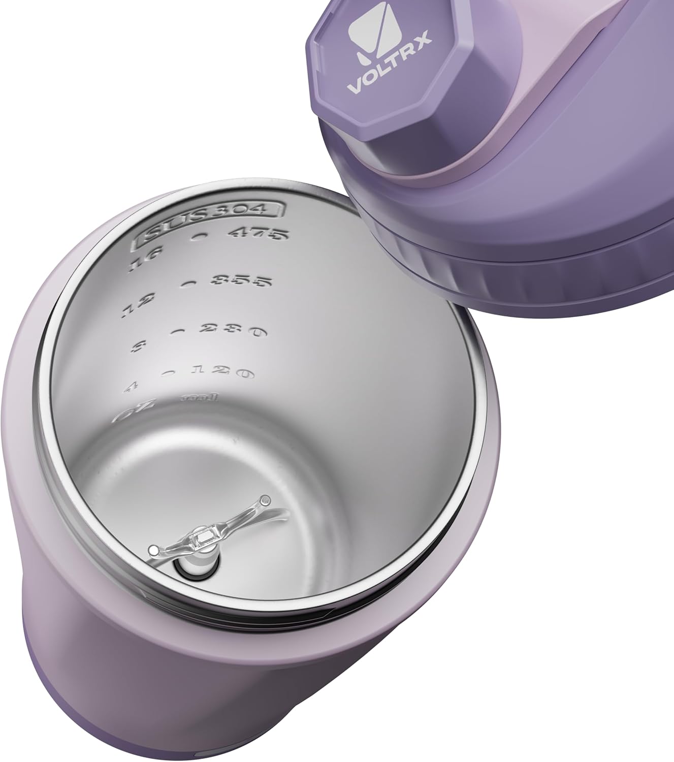 VOLTRX ChillMix Shaker Bottle Insulated Stainless Steel - USB C Rechargeable Electric Protein Shake Mixer, Shaker Cups for Protein Shakes and Meal Replacement, Dream Purple, 16 oz