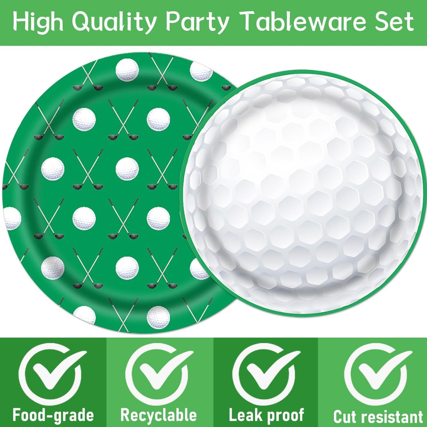 Rakuto Golf Party Plates Supplies, 96PCS Golf Birthday Party Decorations Tableware Supplies, Disposable Paper Plates Napkins Forks Sets(24 Guests)
