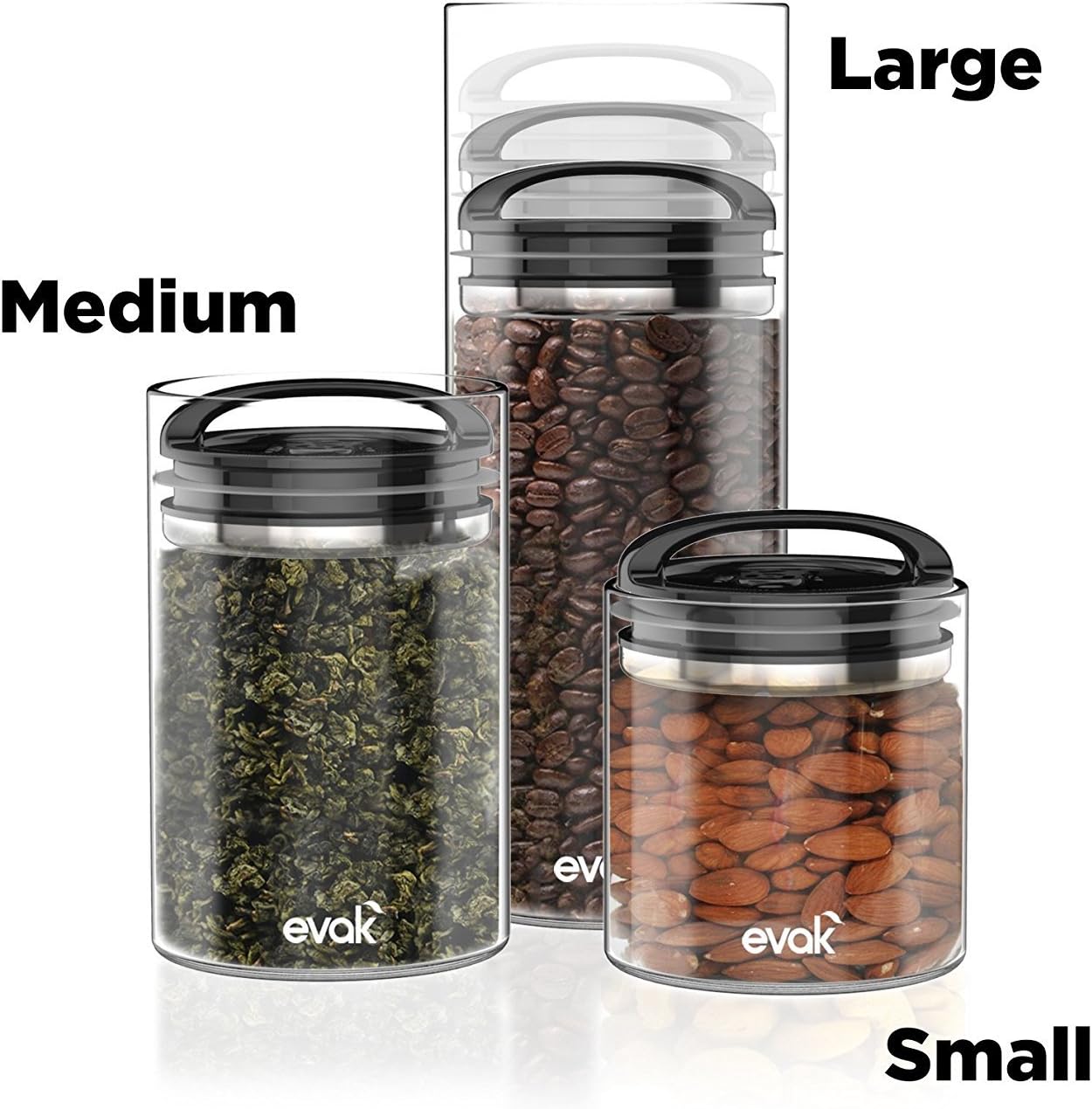 Prepara Evak Compact Glass Food Storage, Medium, Black