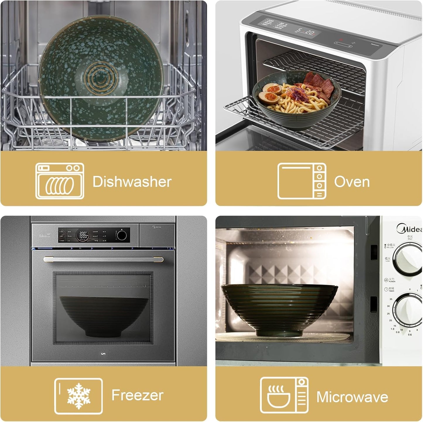 8 Inch Ceramic Ramen Bowl Set of 2, 40oz Japanese Bowls with Spoons & Chopsticks,Durable,Microwave & Dishwasher Safe,Perfect for Ramen,Pho,Salad,Soup,Noodles，Mixing bowls（Jade Green）