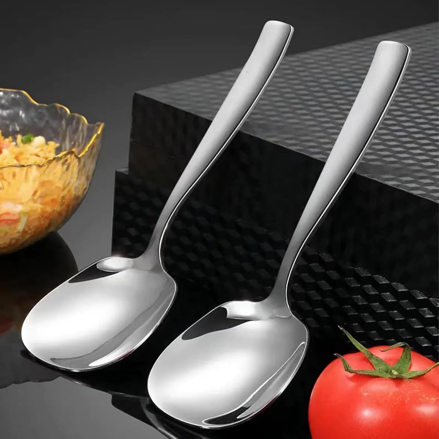 316L stainless steel Heavy Duty Square head Buffet Serving Spoons, Extra Large,1-Piece Set
