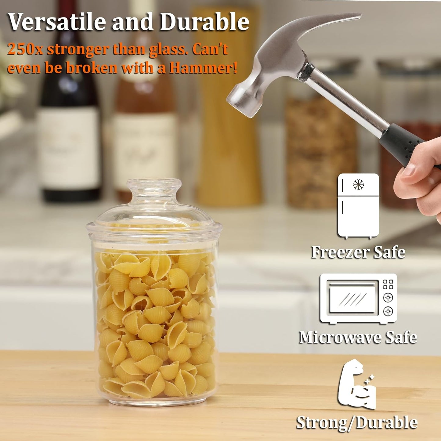 JOEY'Z 24oz Acrylic Airtight Candy Jar Cookie Jar - Candy Jars with Lids Apothecary Jars With Lids - Laundry Pods Container Laundry Pod Container