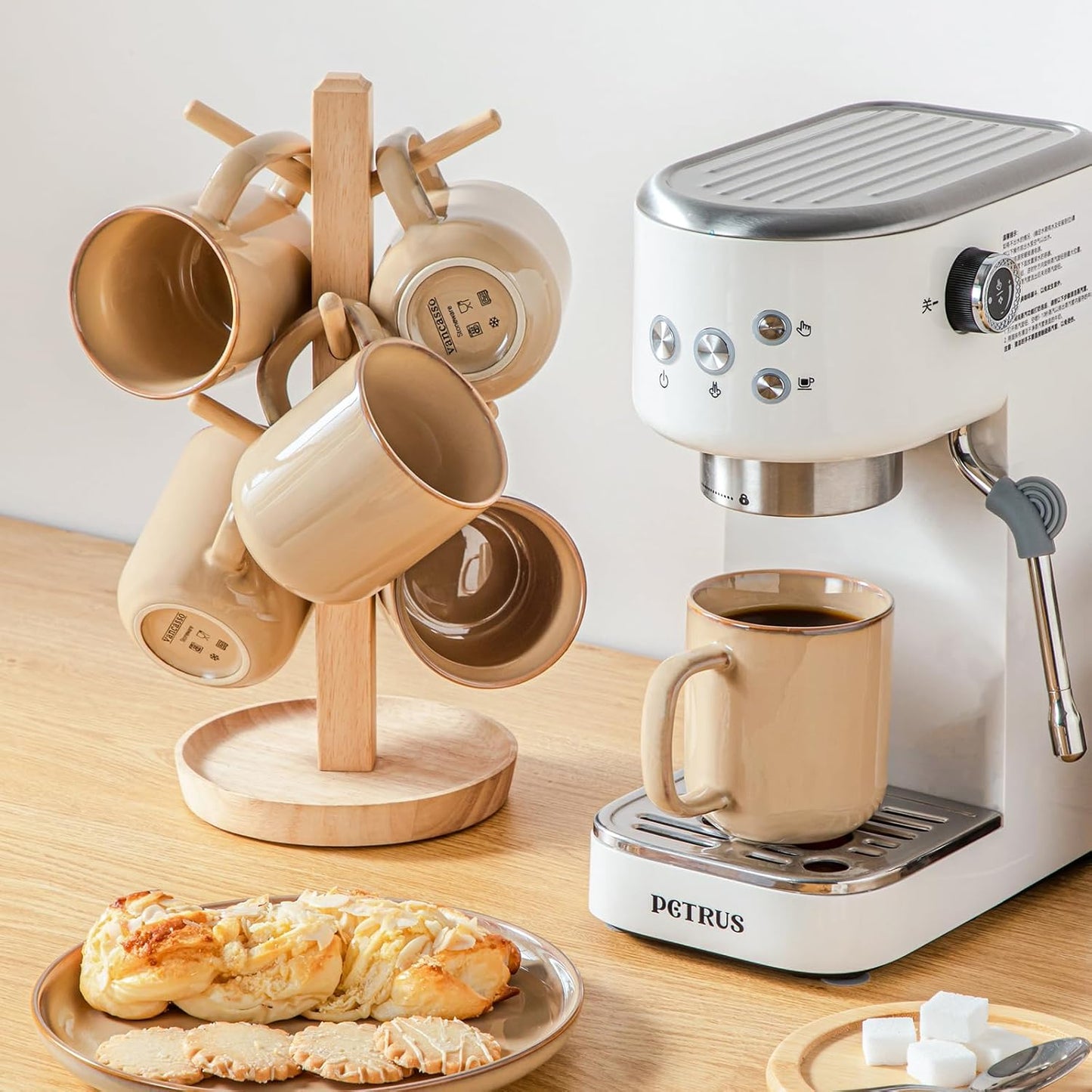 vancasso Coffee Mugs Set of 6, 12 Oz Ceramic Coffee Cups with Handle, Ceramic Unique Glaze Coffee Cup for Cappuccino, Latte, Tea, Cocoa, Dishwasher & Microwave Safe Gift Sets, Brown, Series PLAYA