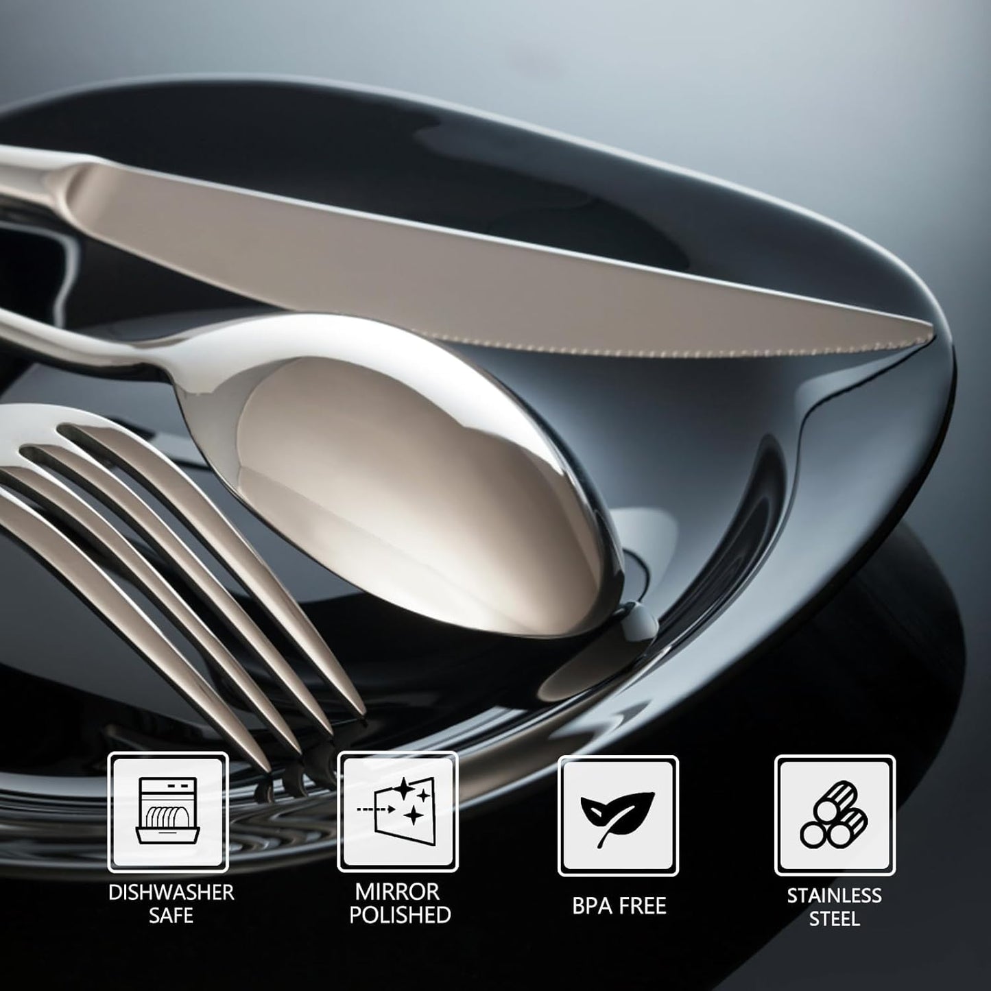 Stainless Steel Silverware Set, 16 Piece Flatware Set for 4,Knives Spoons Forks Set For Home, Kitchen and Restaurant Mirror Polished, Dishwasher Safe