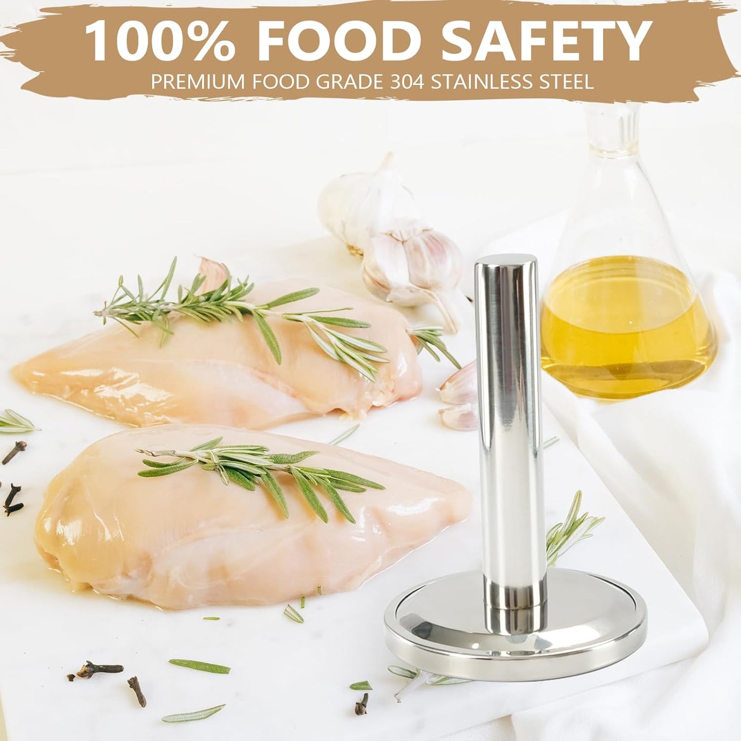 KAYCROWN Meat Tenderizer Hammer, Meat Pounder Flattener, Stainless Steel Kitchen Meat Mallet for Flattening Steak Beef Poultry, Meat Pounder Tenderizer, Chicken Flattener Tool