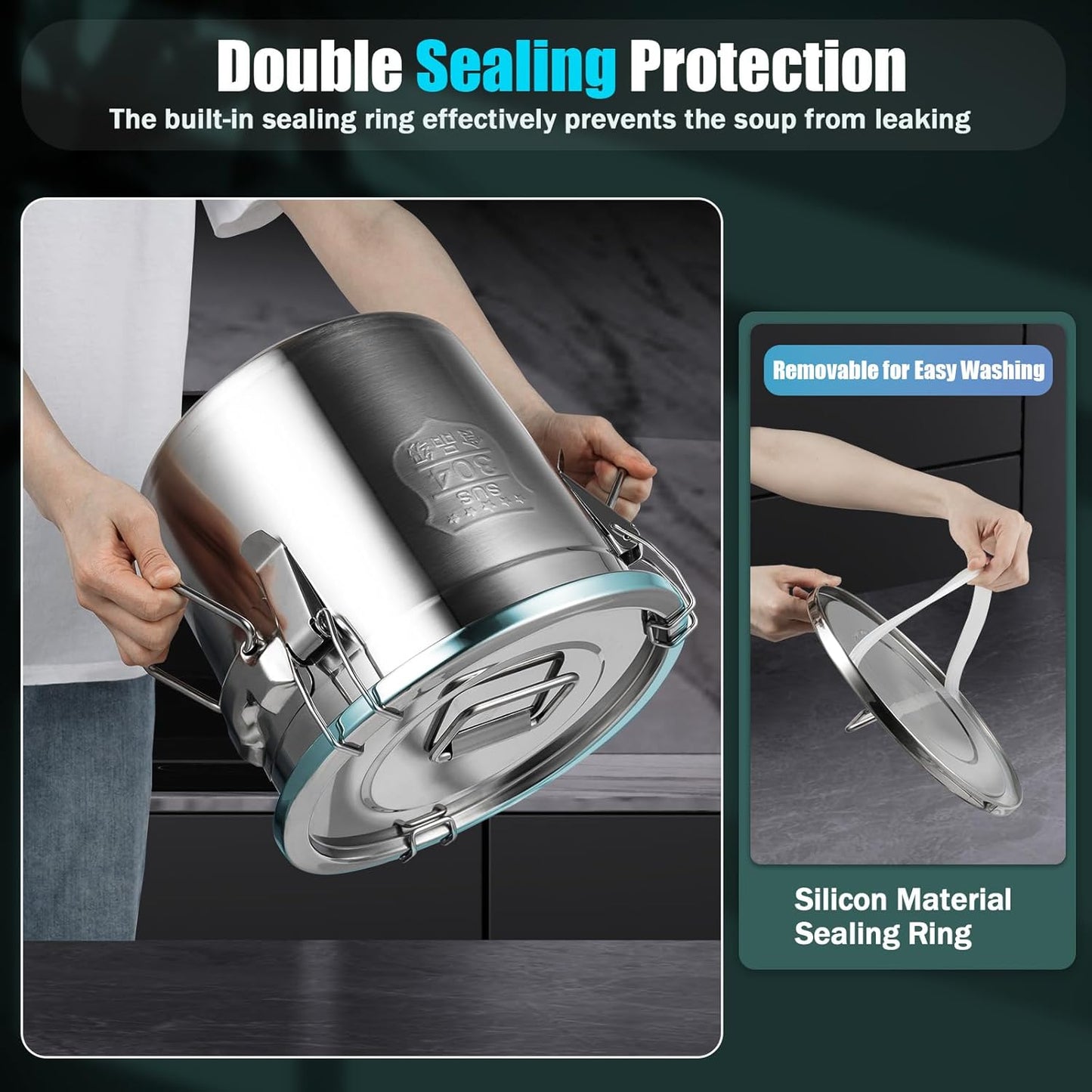 12L Stainless Steel Storage Bucket, Food Storage Containers With Lids and Sturdy Locking Clamp, 10-21lbs Metal Storage Bucket for Rice, Flour, Grain, Coffee Bean(12L)