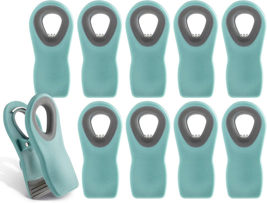 COOK WITH COLOR Bag Clips with Magnet- Food, Chip and Bag Clips for Food Storage with Airtight Seal Grip for Bread Bags, Snack Bags and Food Bags (Teal, Pack of 10)