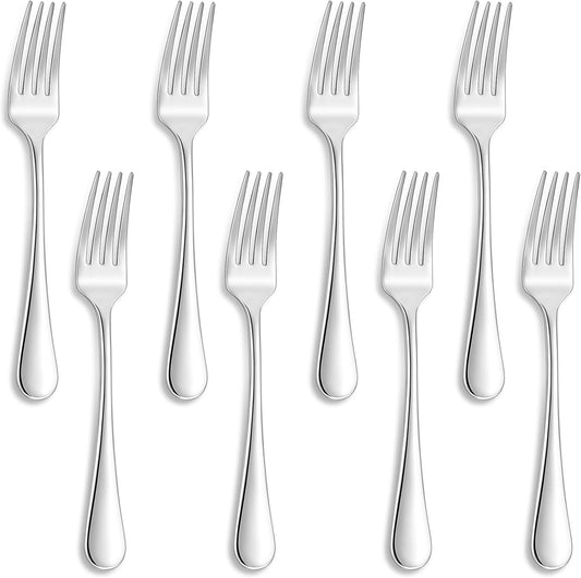 KEAWELL Premium Fine Verona 8-Piece 7.4 inch Fork Set – 18/10 Stainless Steel, Heavy-Duty Mirror-Finished Flatware for Elegant Everyday Dining and Entertaining (8, Salad Forks)