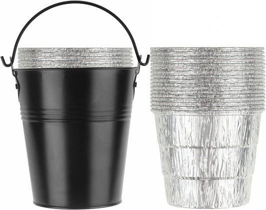 15-Pack Liners & Replacement Traeger HDW152 Drip Grease Bucket for Traeger 20/22/34, Pit Boss, etc Pellets Smoke (Black 15)