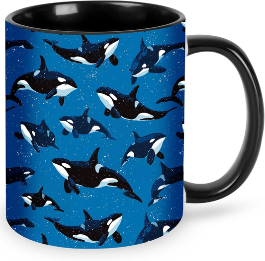 FyLybois Whale Coffee Mug Ceramic Coffee Cup with Handle Microwave Safe for Home or Office Gifts for Women and Men