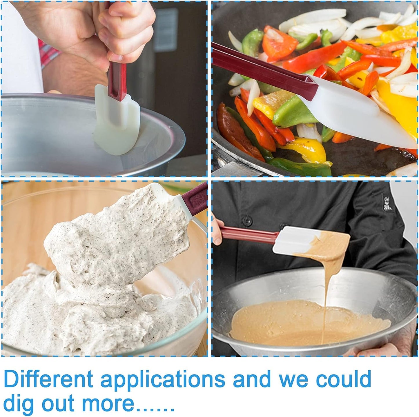 High Heat Resistant Silicone Scraper Spoon Commercial Cooking Set - 2 x 16.5'' Spatula