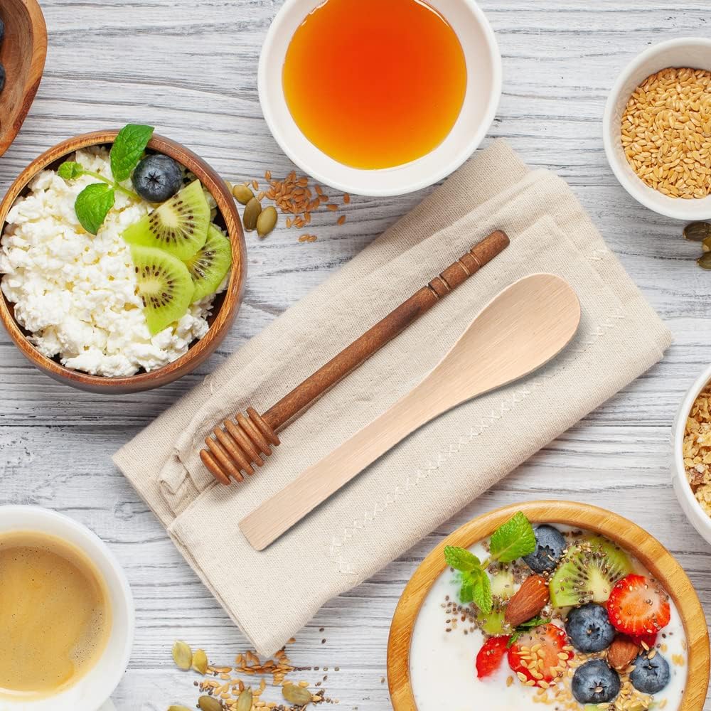 Bamboo Utensils Disposable -100PK Bamboo Soup Spoons 6.7" Disposable Compostable Spoons for Eating 100% Biodegradable Renewable Natural Travel Cutlery