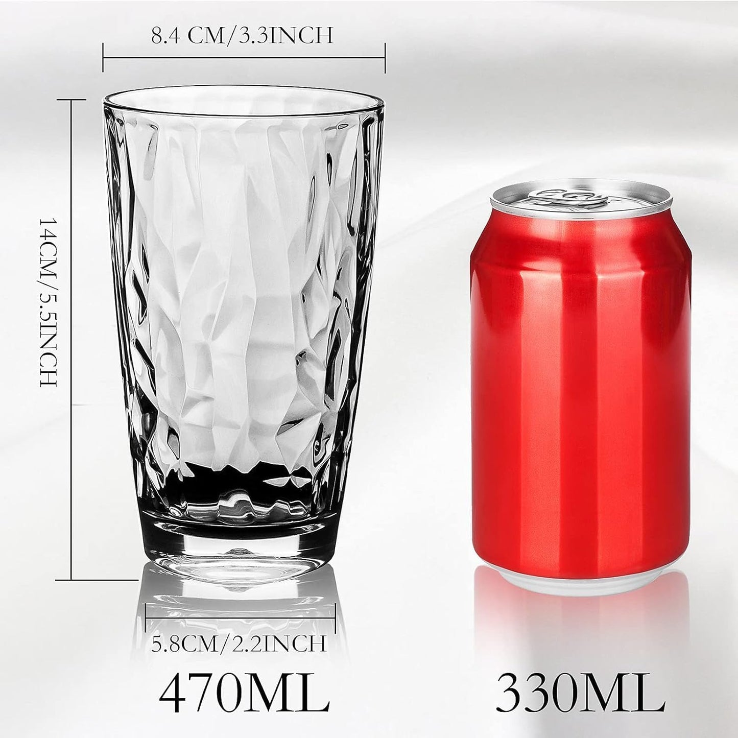 Topsky 16oz Plastic Tumblers Drinking Glasses Set of 4, Clear Acrylic Drinking Cups Wine Glasses Beverage Cups for Daily Use, Poolside, Outdoor&Indoor - Stackable, Dishwasher Safe, Easy to Clean