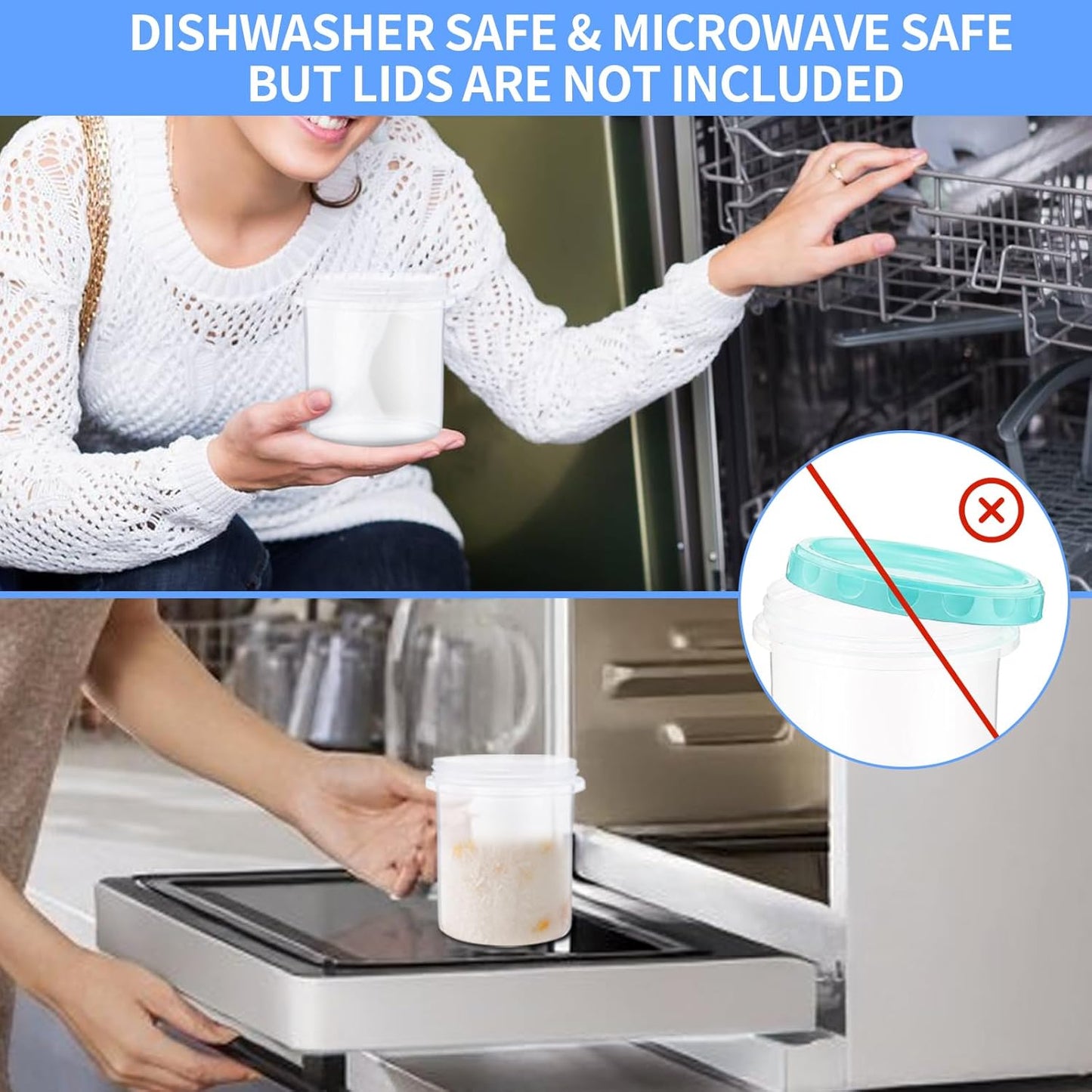 4 Pack 16Oz (500ML) Freezer Storage Containers - airtight Plastic Food Storage with Twist Top Lids